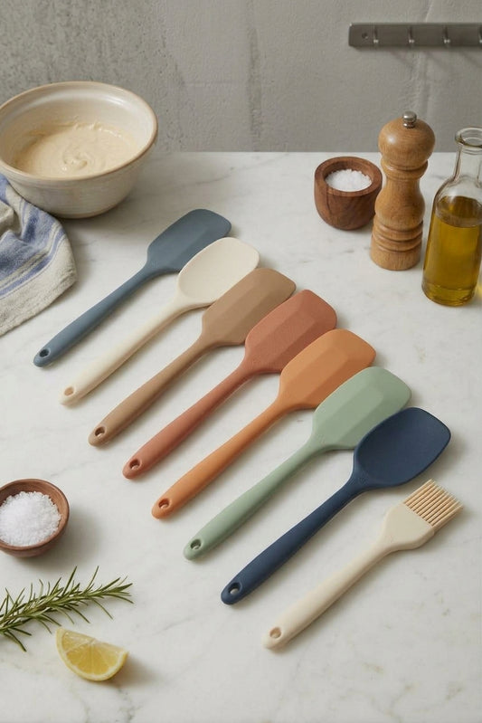 Heat-resistant silicone kitchen spatulas